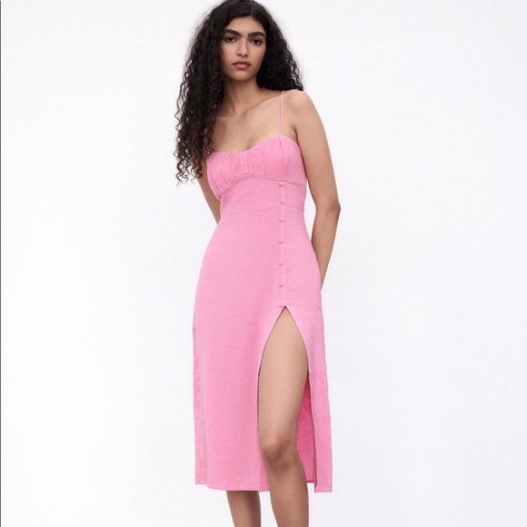 green green dress tick tick boom scene ZARA.Green linen midi dress Ts – Hibuy market main image 1